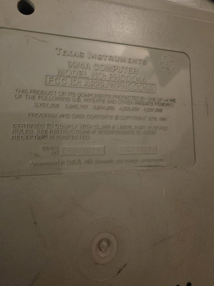 Texas Instruments 99/4a Home Computer UNTESTED With 3 Games & Paddles , "Read"