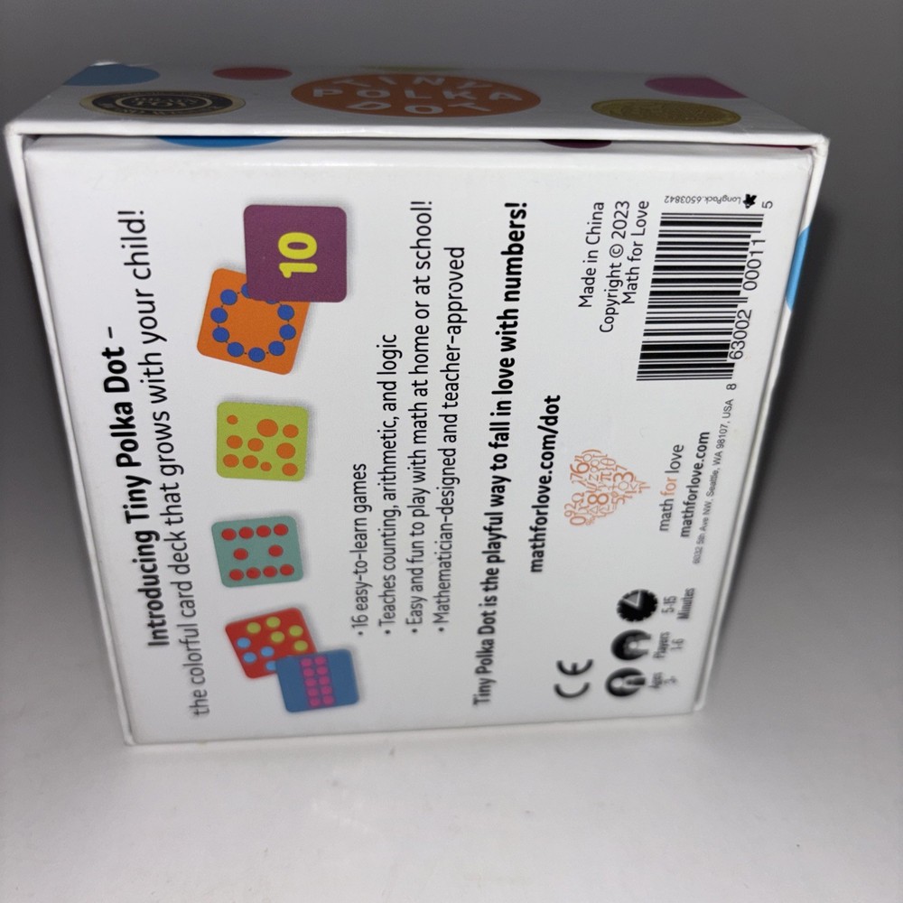 Tiny Polka Dot Game Educational Math Learning Card Game, Kids 3-8