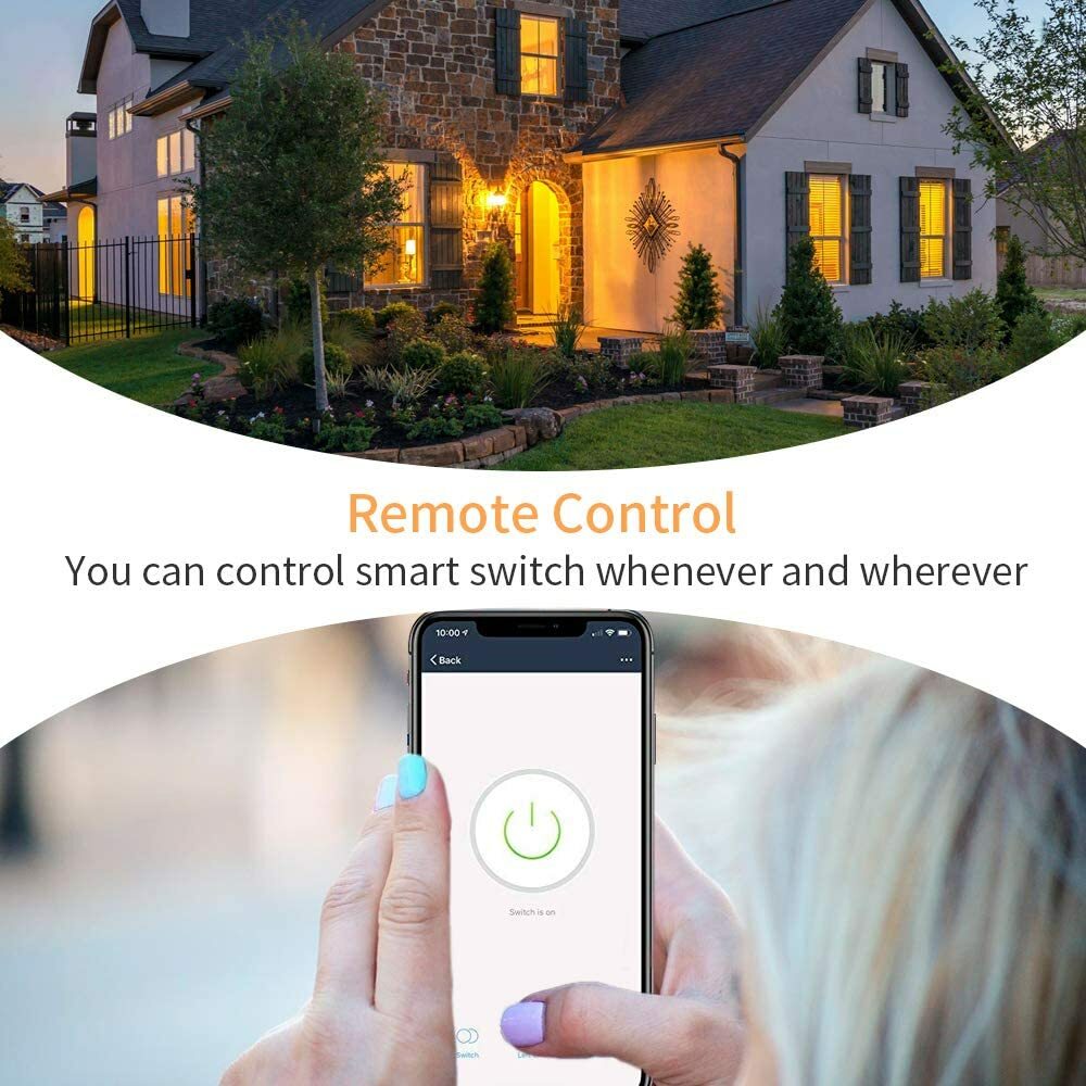 Smart Light Switch 2gang, Works with Alexa &Google Assistant, White 4pack