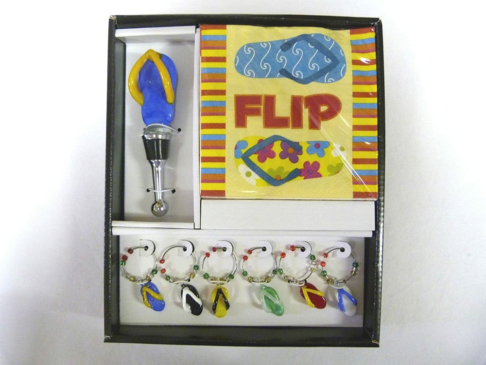 Tropical Flip Flop Cocktail Accessory Boxed Gift Set