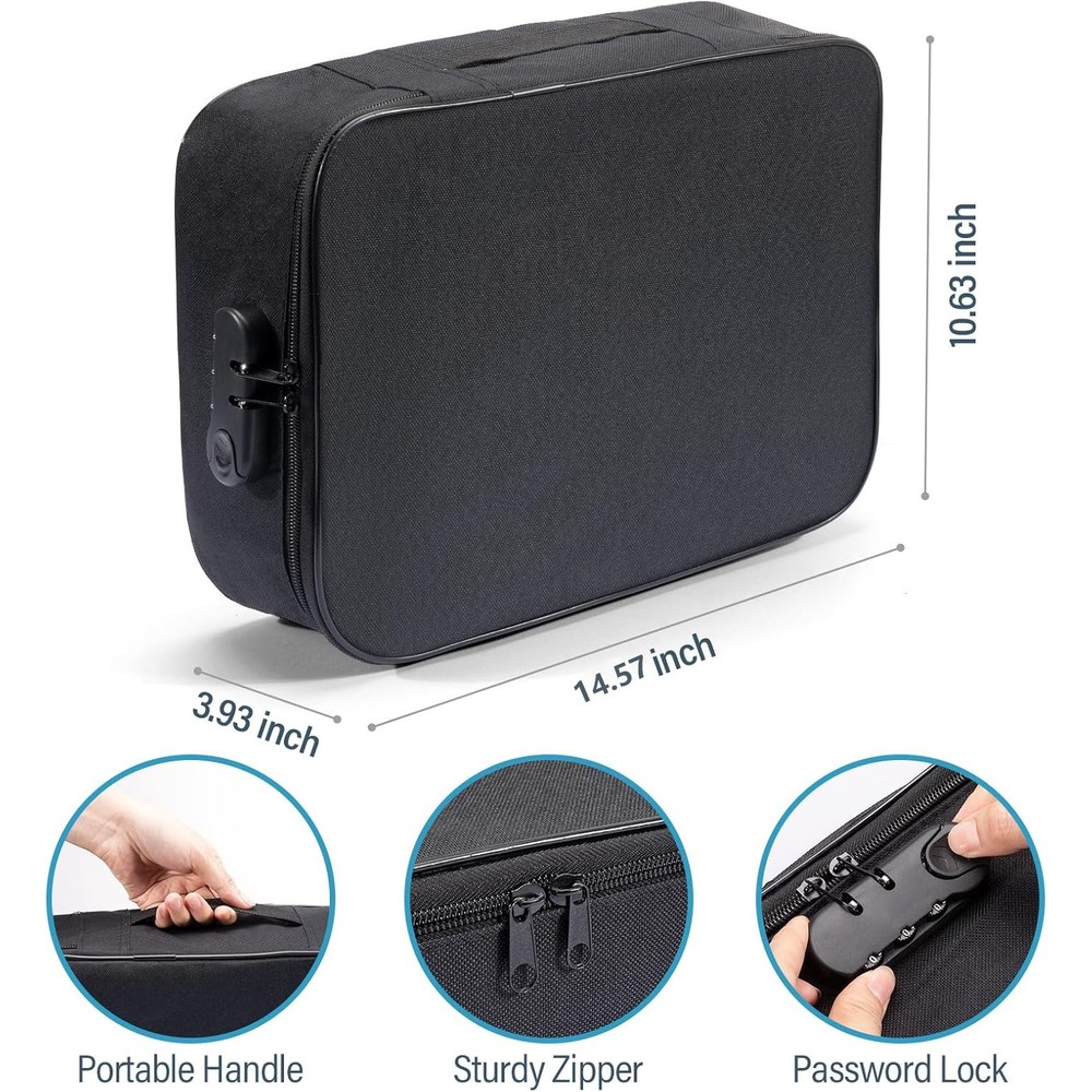 3-Layer Fireproof Document Box with Lock File Storage Box Waterproof Safe Bag US