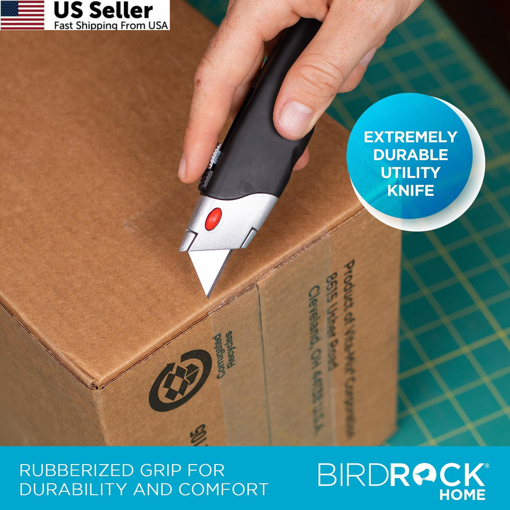 INTERNET'S BEST Premium Utility Knife Set | Retractable Box 2 Pack, Black