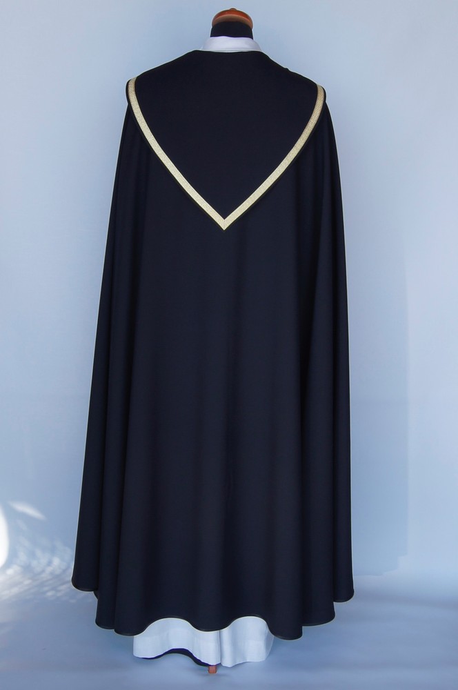 COPE Gothic style vestment, Black plain fabric