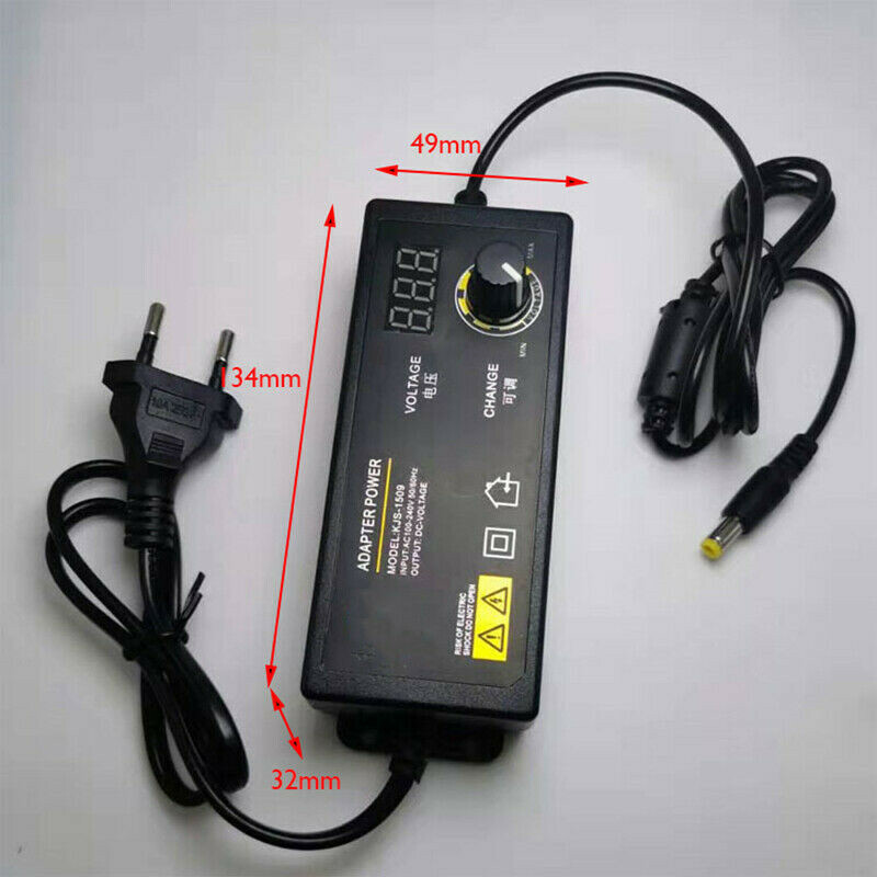 Adjustable Voltage 3 to 24V AC/DC Switch Power Supply Adapter with LED Display