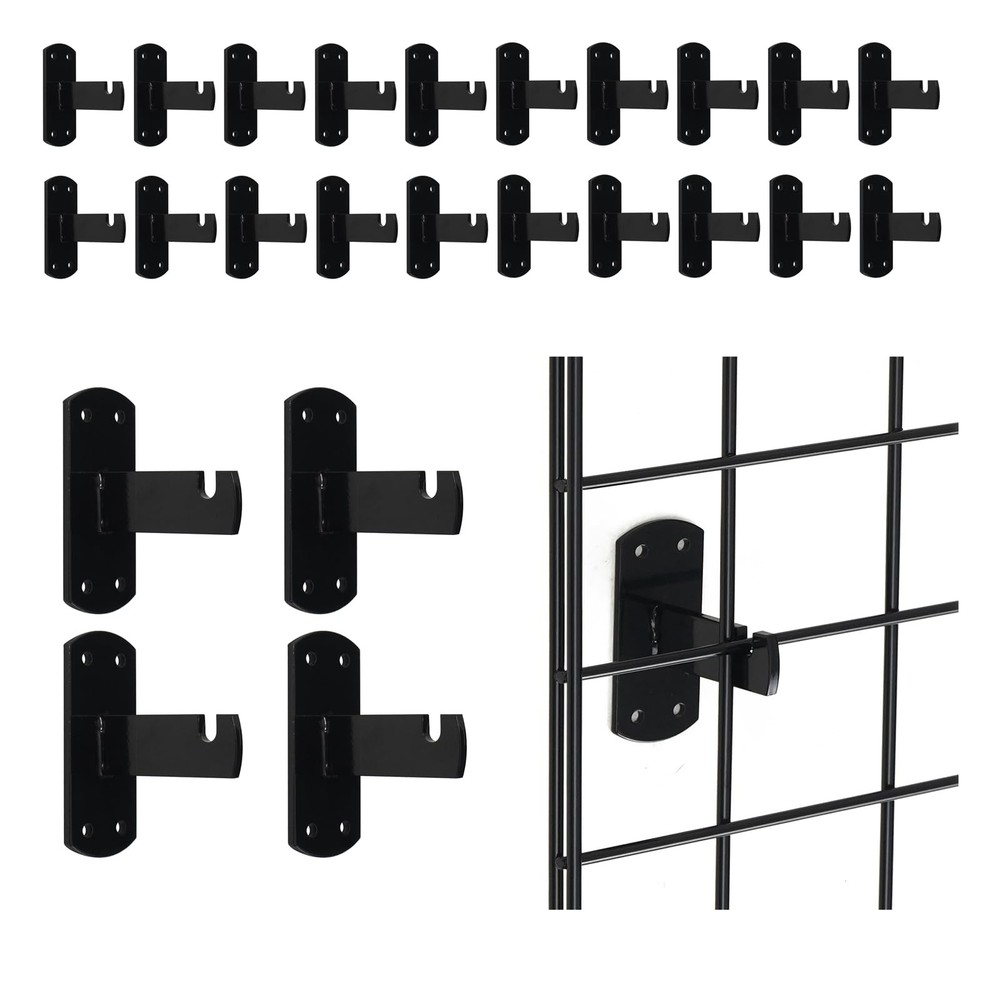 24 PCS Gridwall Mount Brackets, Black, Grid, Slatgrid Panels, Display Holder