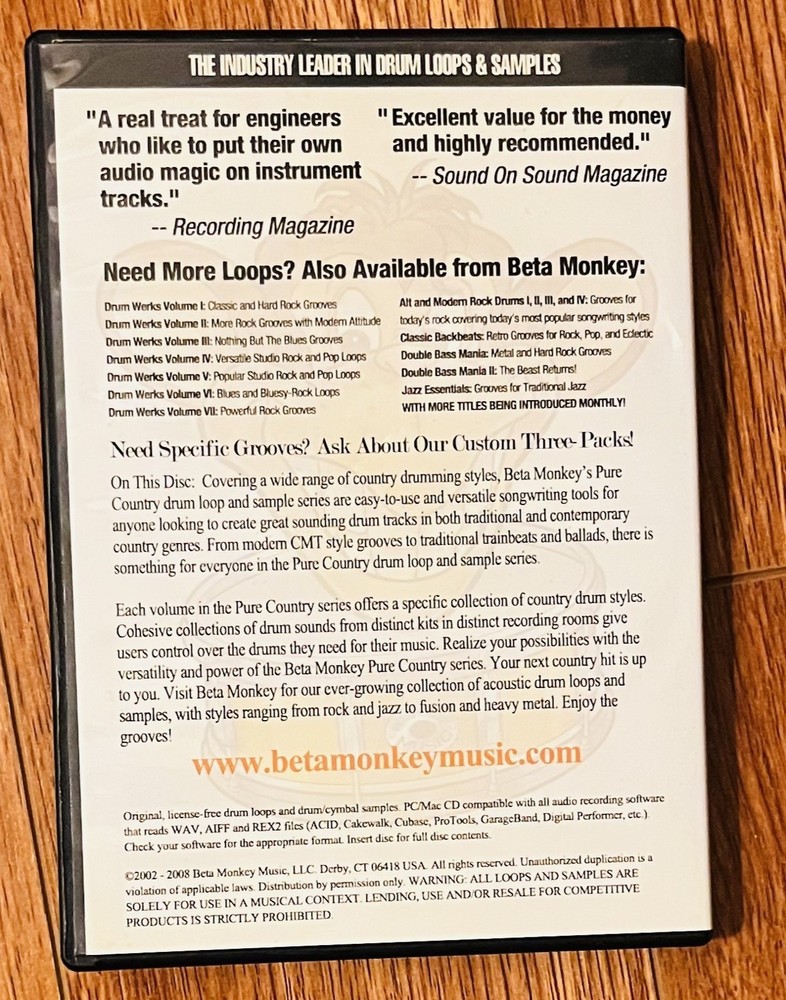 BETA MONKEY-PURE COUNTRY -Sound Library/Samples - Loops CD