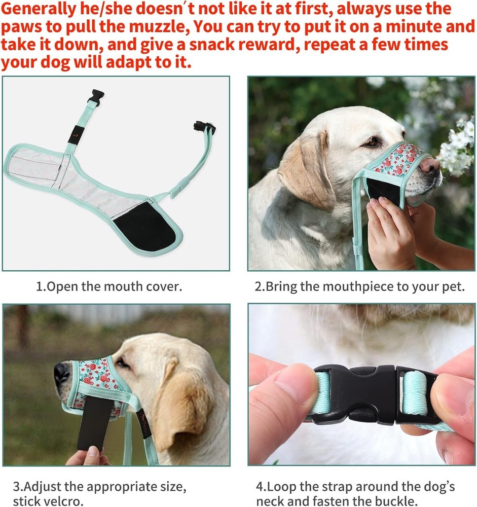 Dog Muzzle Nylon Breathable Adjustable Bite Chewing Barking Safe Fit