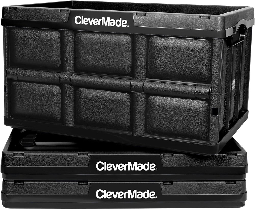 Collapsible Storage Bins 3-Pack - 46L Stackable Containers for Easy Organization