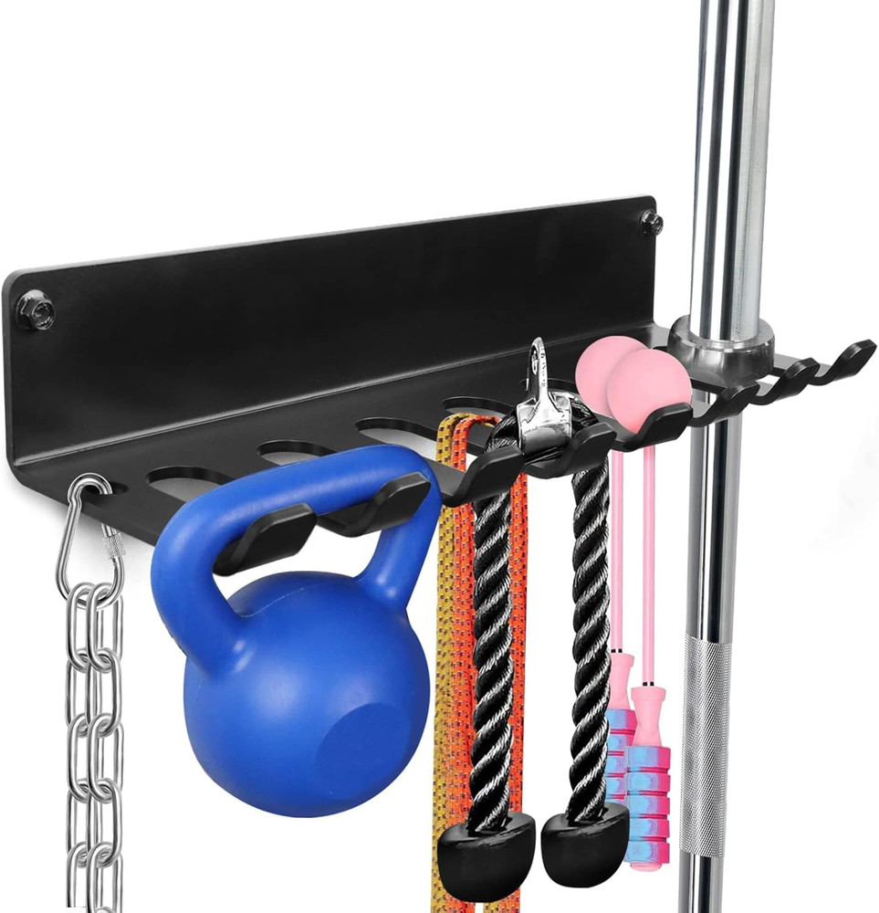 Gym Rack Organizer Wall Mount Hooks for Barbells Handles Tools