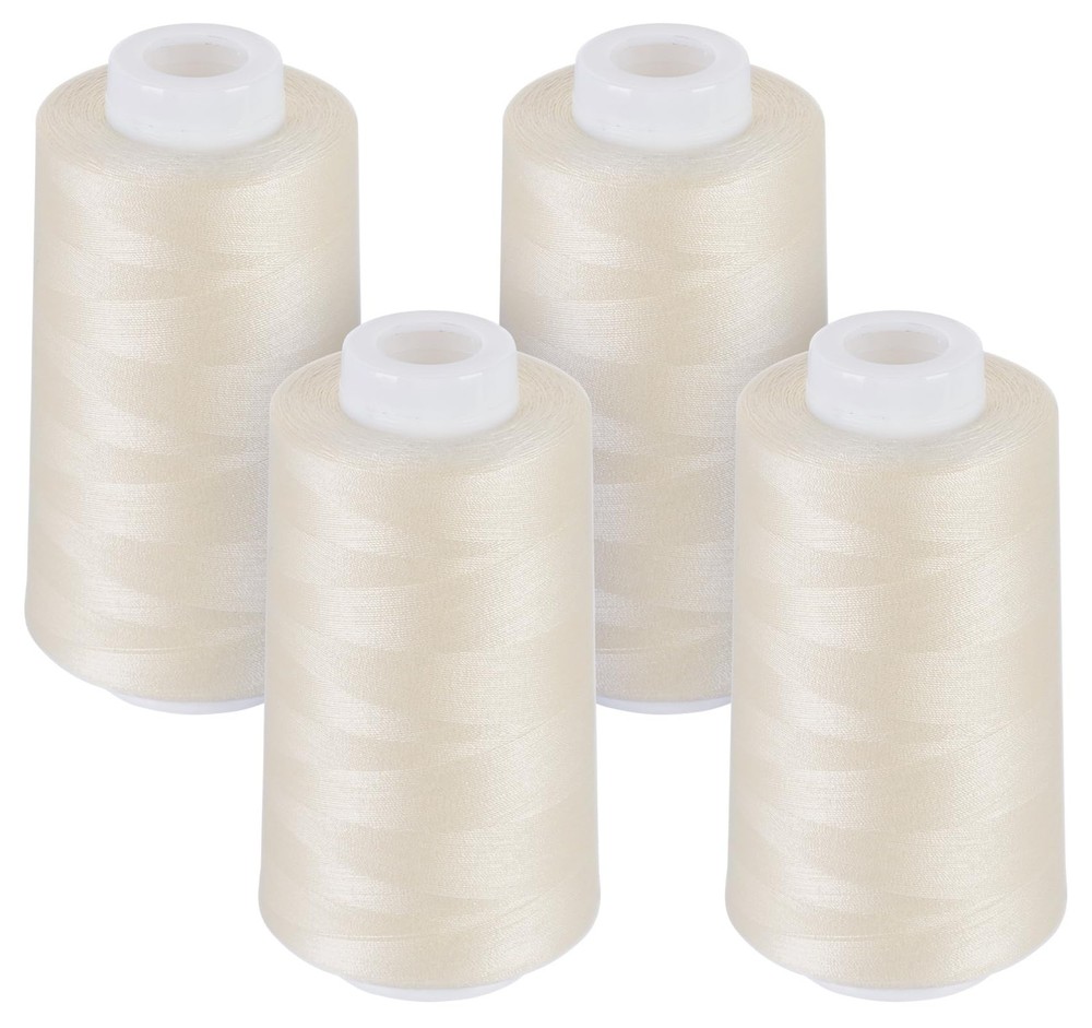 4 Pack 3000 Yards Each Light Beige All Purpose Polyester Serger Thread