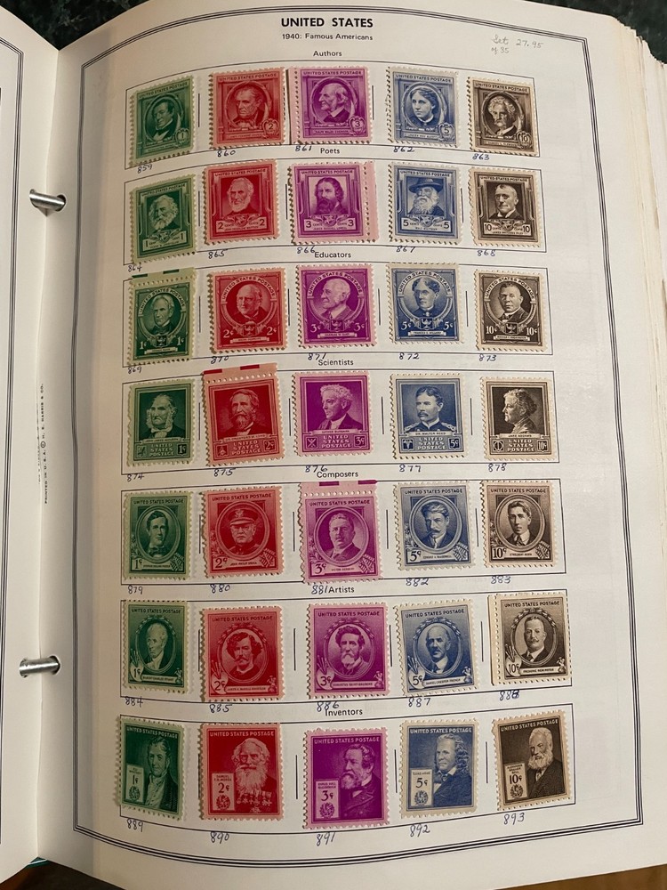 H.E. Harris - Senior Statesman World Stamp Album - lots of mint US and Canada &