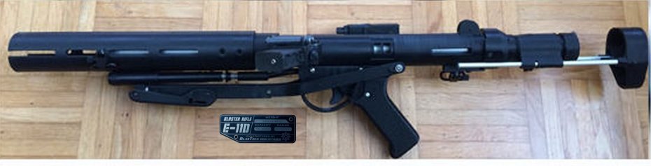 CUSTOM E-11D BLASTER RIFLE SPECIFICATIONS DATA PLATE STAR WARS DEATH TROOPER