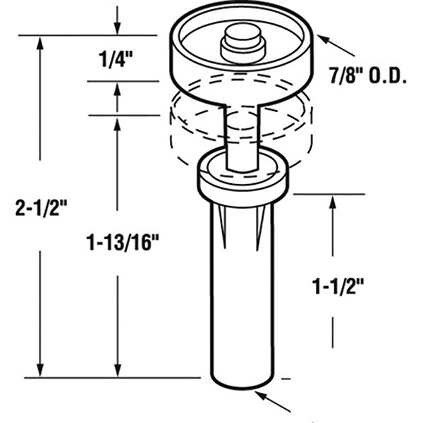 Wardrobe Door Guide Pivot 7/8 Inch Wheel