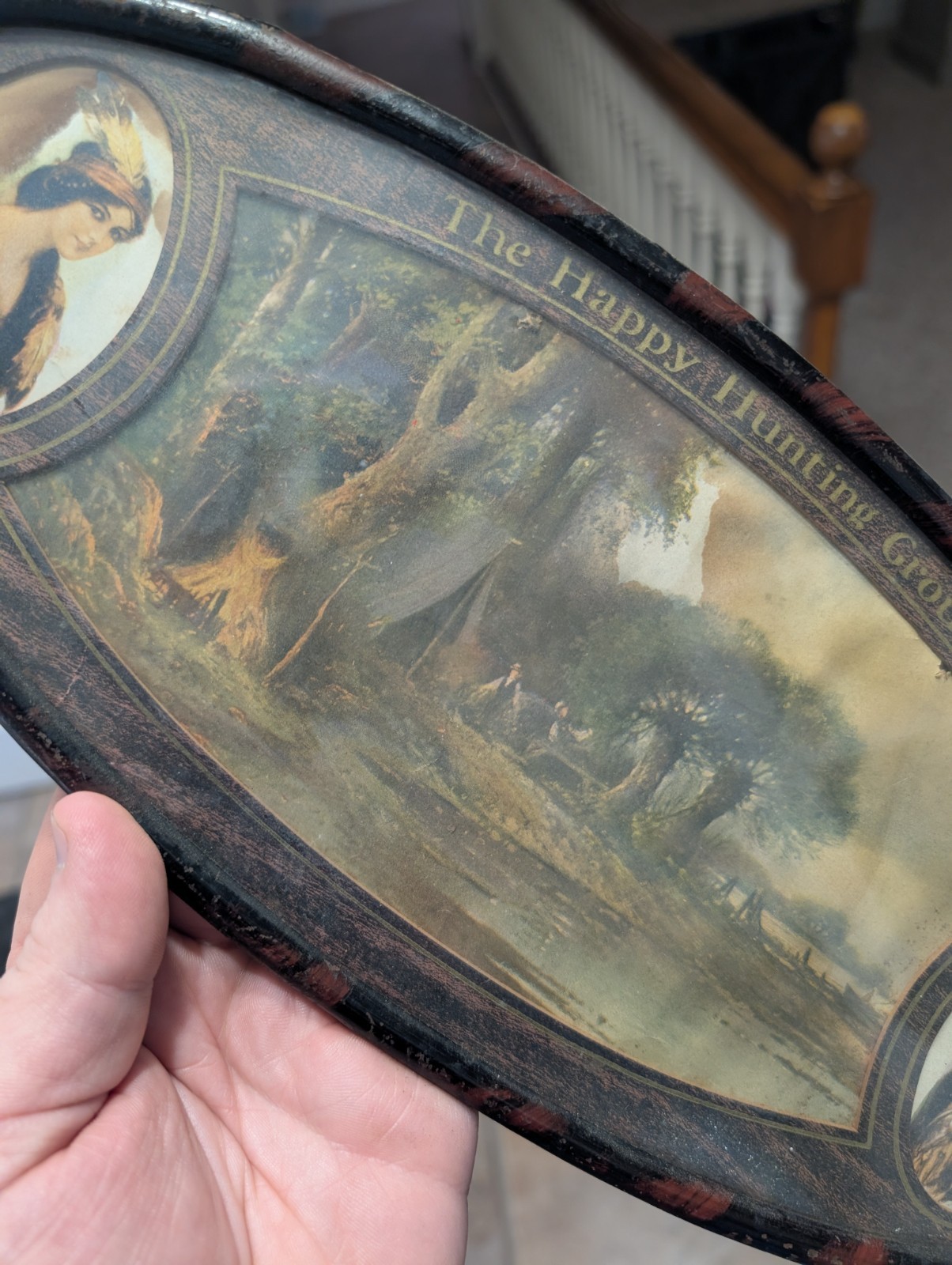 Antique Picture The Happy Hunting Grounds Native American Indians Metal Frame