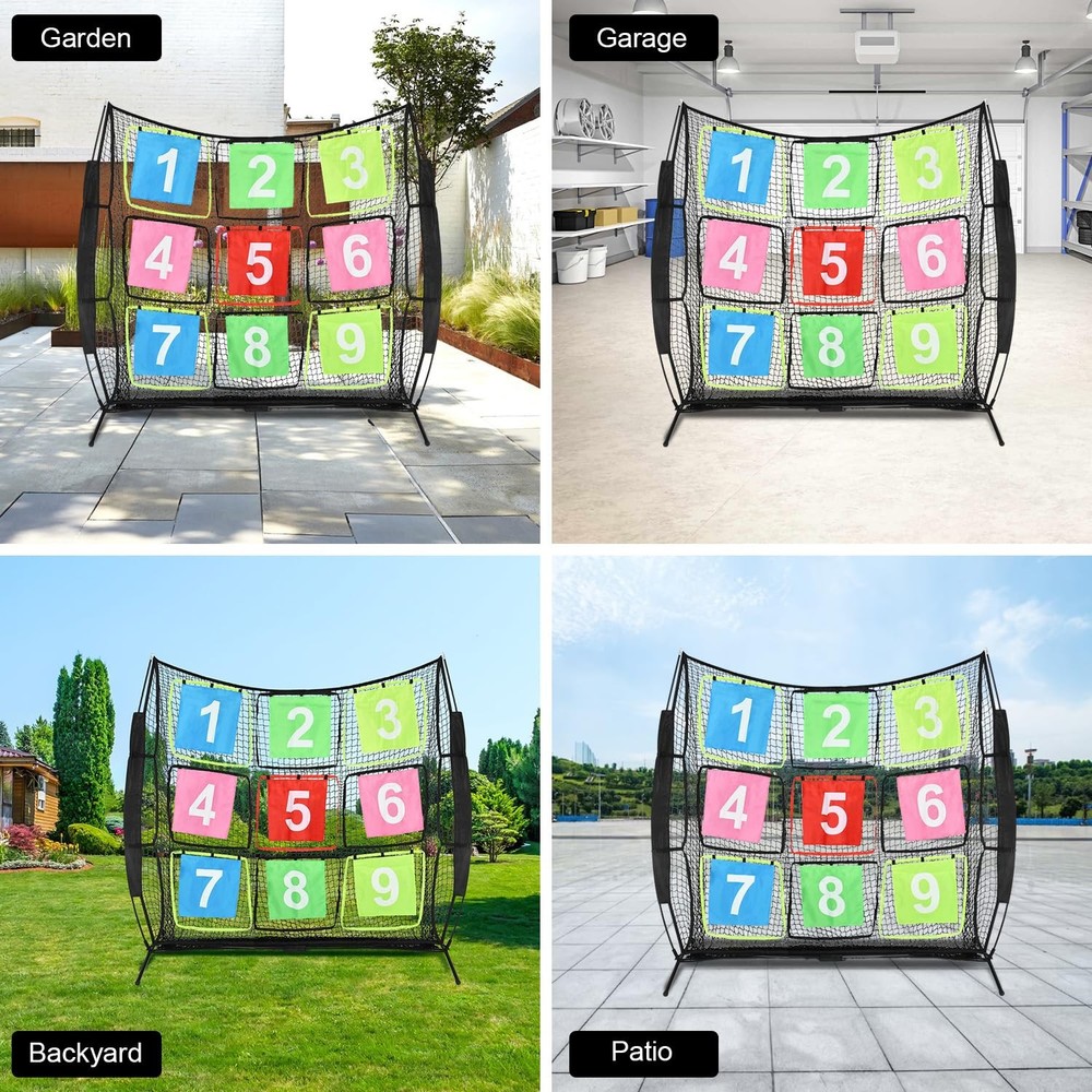 Disc Golf Net Portable Disc Training Net with 9 Target Multifunctional Practi...