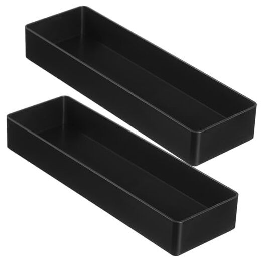 Pcs 4 Piece Large Black Rectangular Desk Organizer Set, Half Accessory Tray, 2