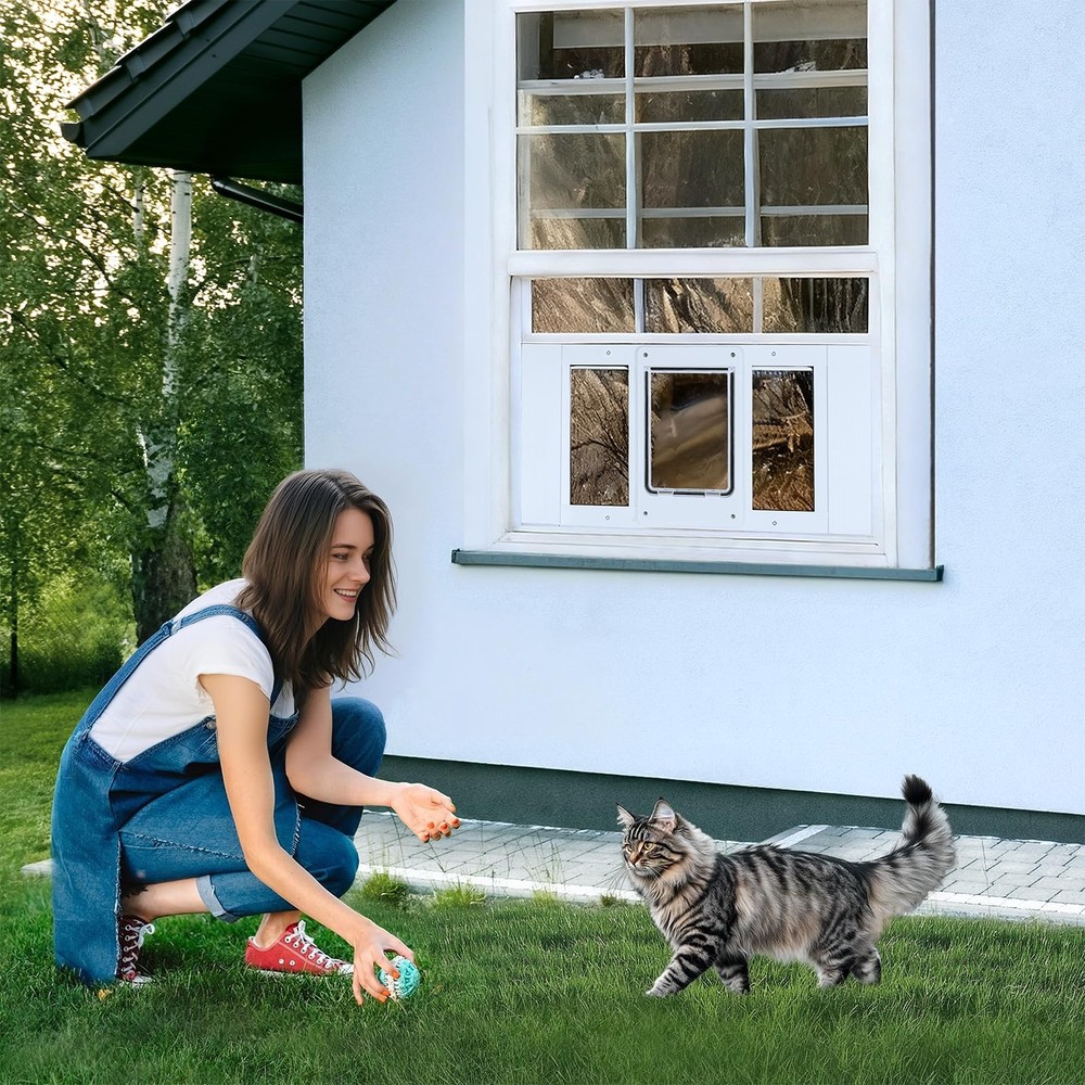 HOMEPEDIA Compact Cat Window Pet Door, Adjustable Width, HD Glass, Durable