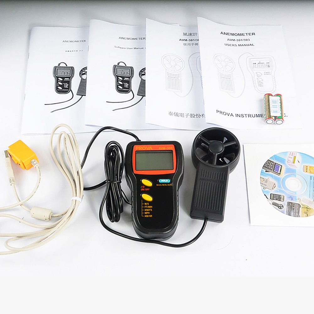 PROVA AVM-303 Anemometer RS-232C Interface with PC,45.0 m/s New #