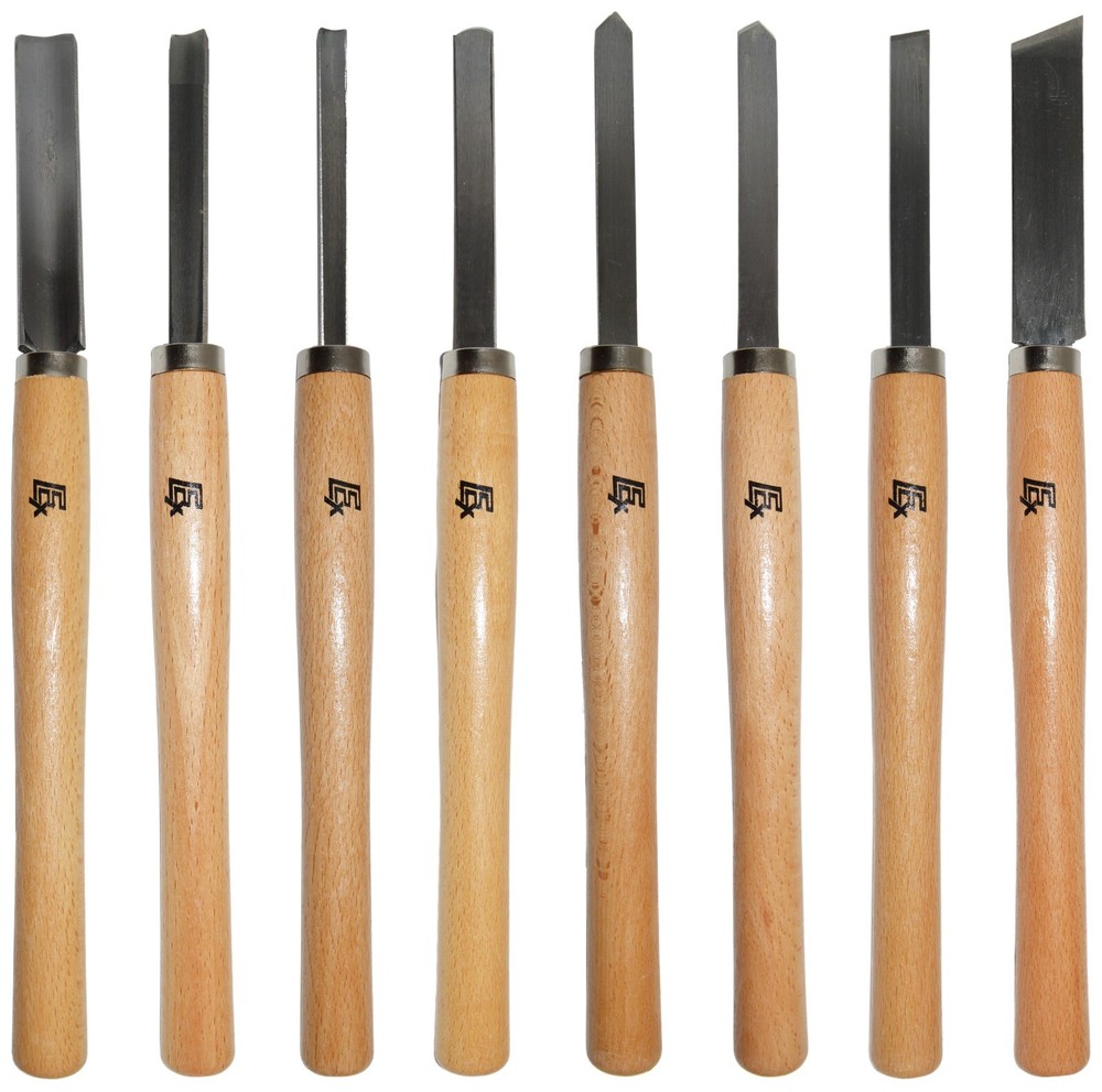 8 Piece Wood Chisel Set for Lathe Woodworking - Gouges, Skews, Parting Tool, etc