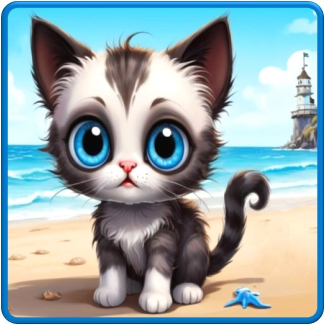 30 Custom Beach Kitten Personalized Address Labels