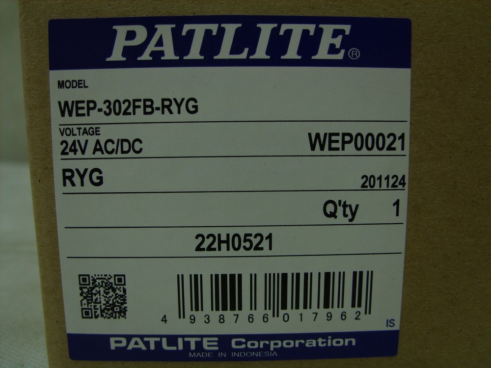Patlite - Visual Warning Device Automation Light Stack WEP-302FB-RYG *NOS*