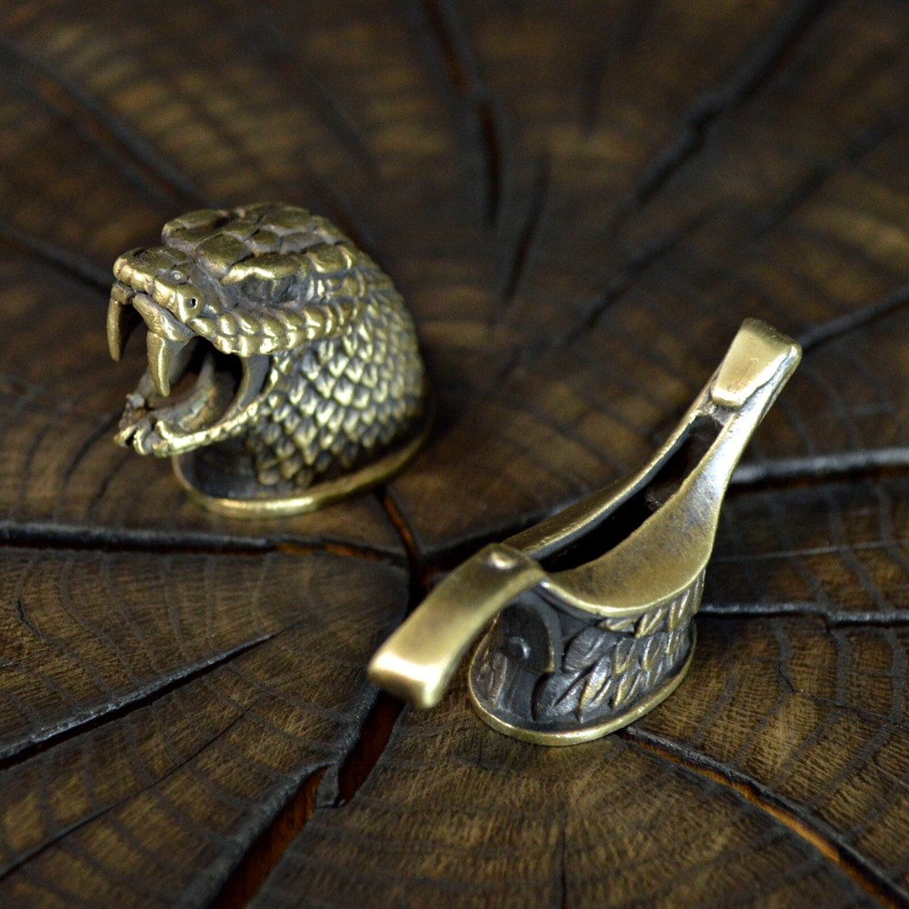 Set Basilisk unique solid bronze finger guard bolster & pommel for custom knife