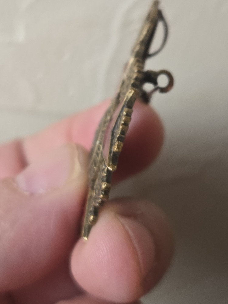 Vtg. Military Pin, Red, Black, Gold.