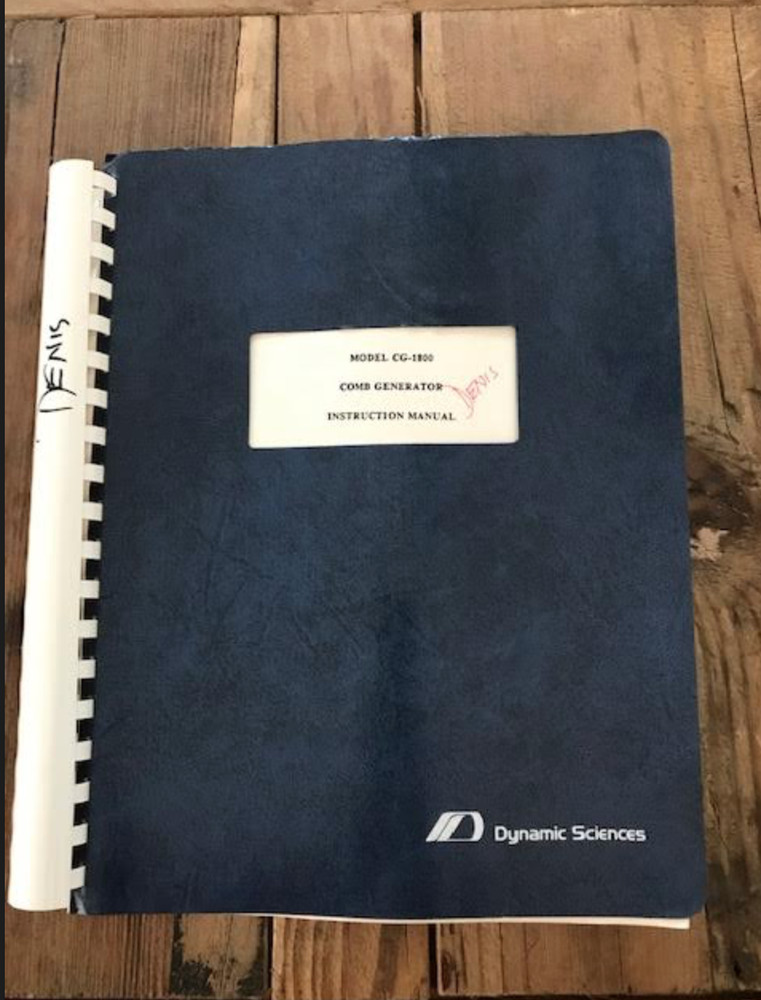 Dynamic Sciences - Model CG-1800 Comb Generator Instruction Manual