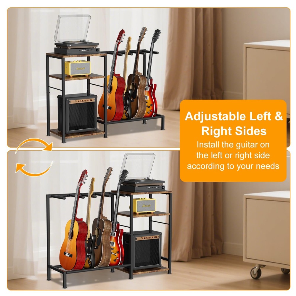 Guitar Stand for 4 Guitars, Adjustable Multiple Guitars Rack with Soft-Padded...