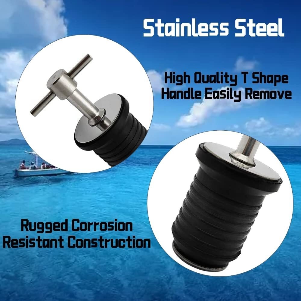 2PCS Boat Drain Plug Snap Plug T Handle Boat Drain Plug Rubber Plugs Twist Hull
