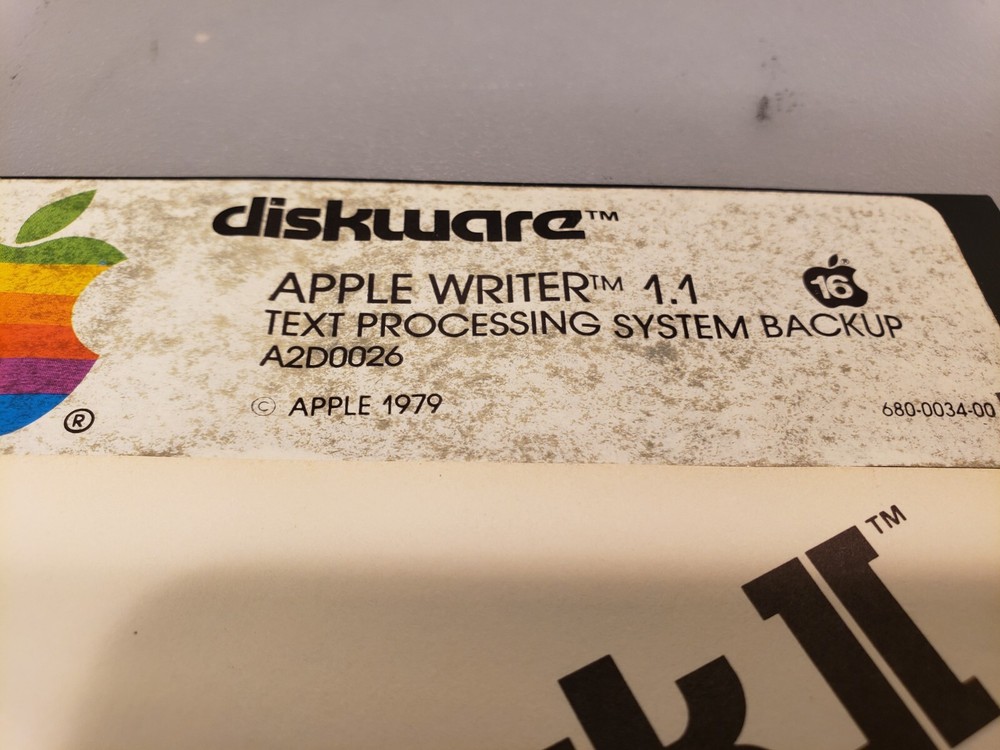 1979 Apple Diskware Writer 1.1 Text Processing System & Backup 5.25" Floppy Disk