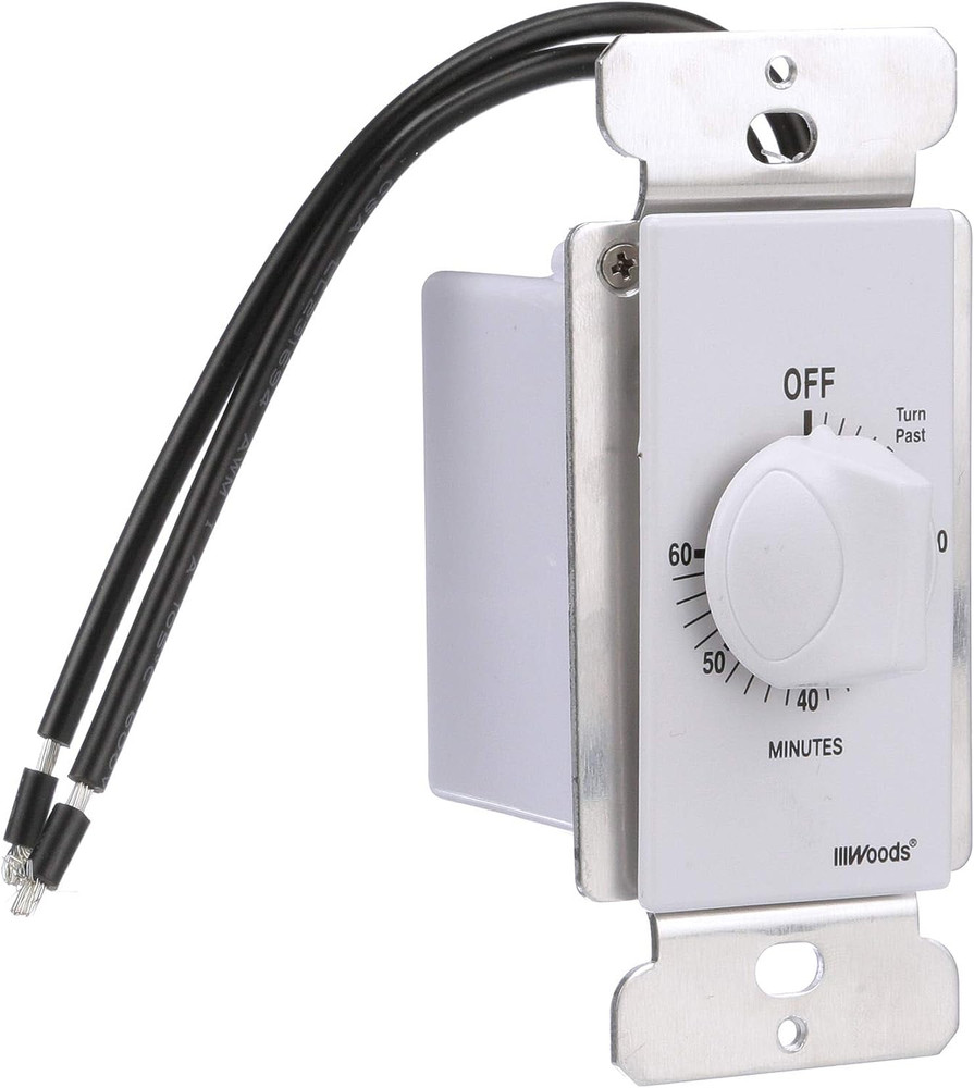 Woods 59717 In- Wall 60 Minute Spring Wound Timer, White