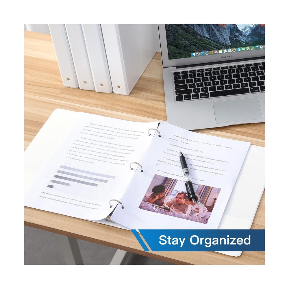 Basic 3 Ring Binder -1 or 1/2'' Binders with Roung Ring Binder, Large 100/200...