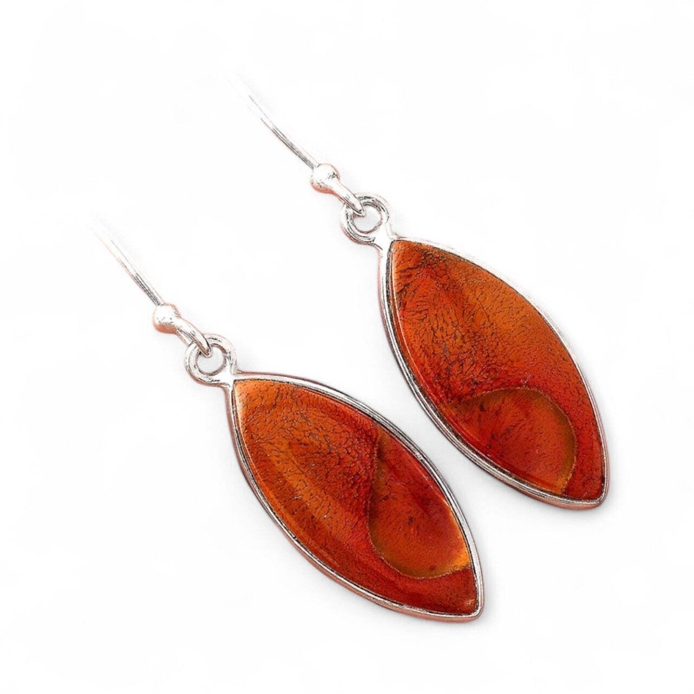 Red Moss Agate Solid 925 Sterling Silver Earrings