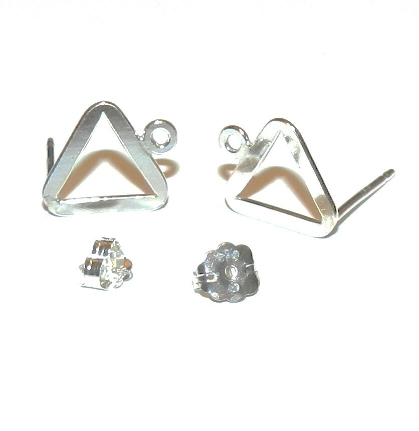 M7106 Flat Triangle w Loop 12mm Sterling Silver-Filled Earring Stud Earring Set