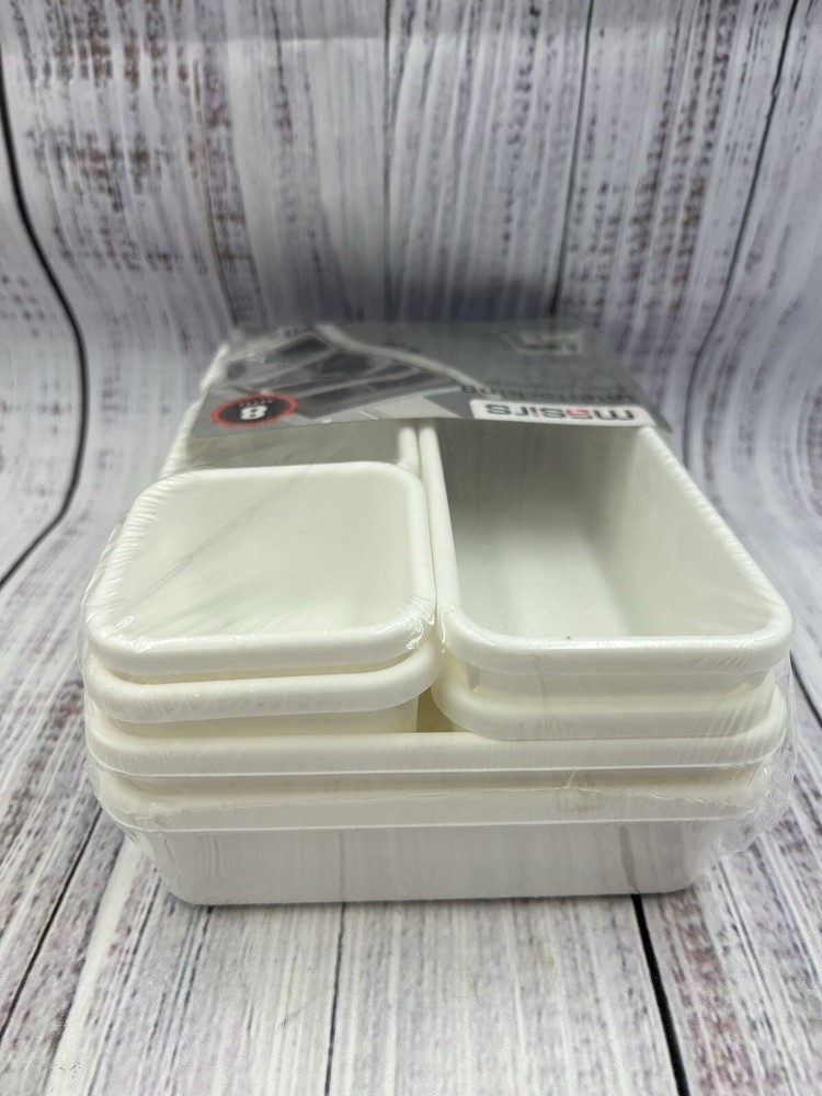 Interlocking 8 Bin Organizer - Durable Plastic - Interlocking Feature - White