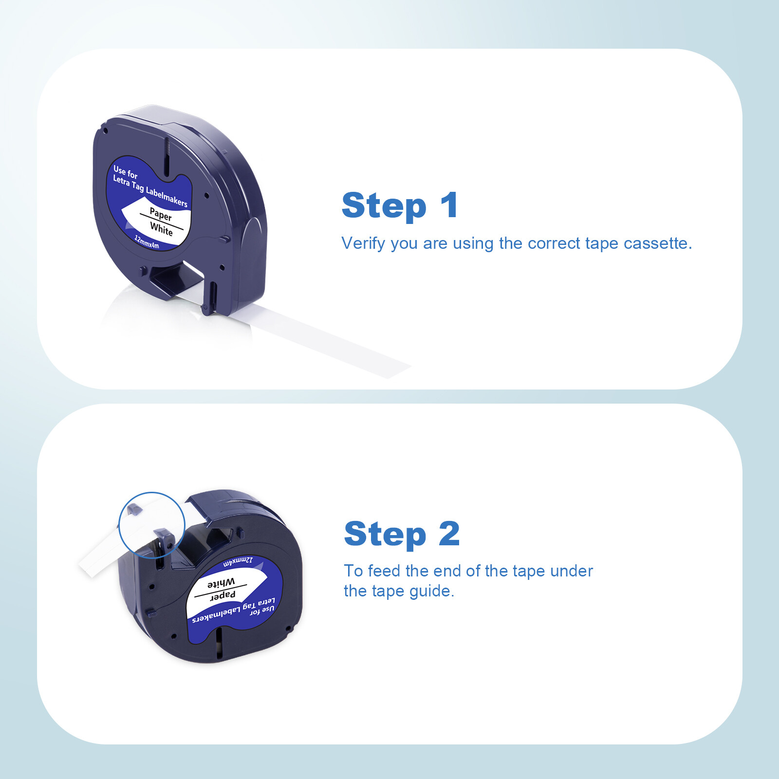 5PK Dymo Letratag Refill 91331 91330 White Plastic Label Tape 12mm LT-100H 1/2"