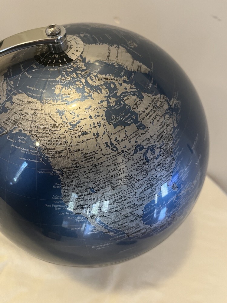 🔥RARE Chrome Base Gray and Blue colored 10” Diameter Globe🔥