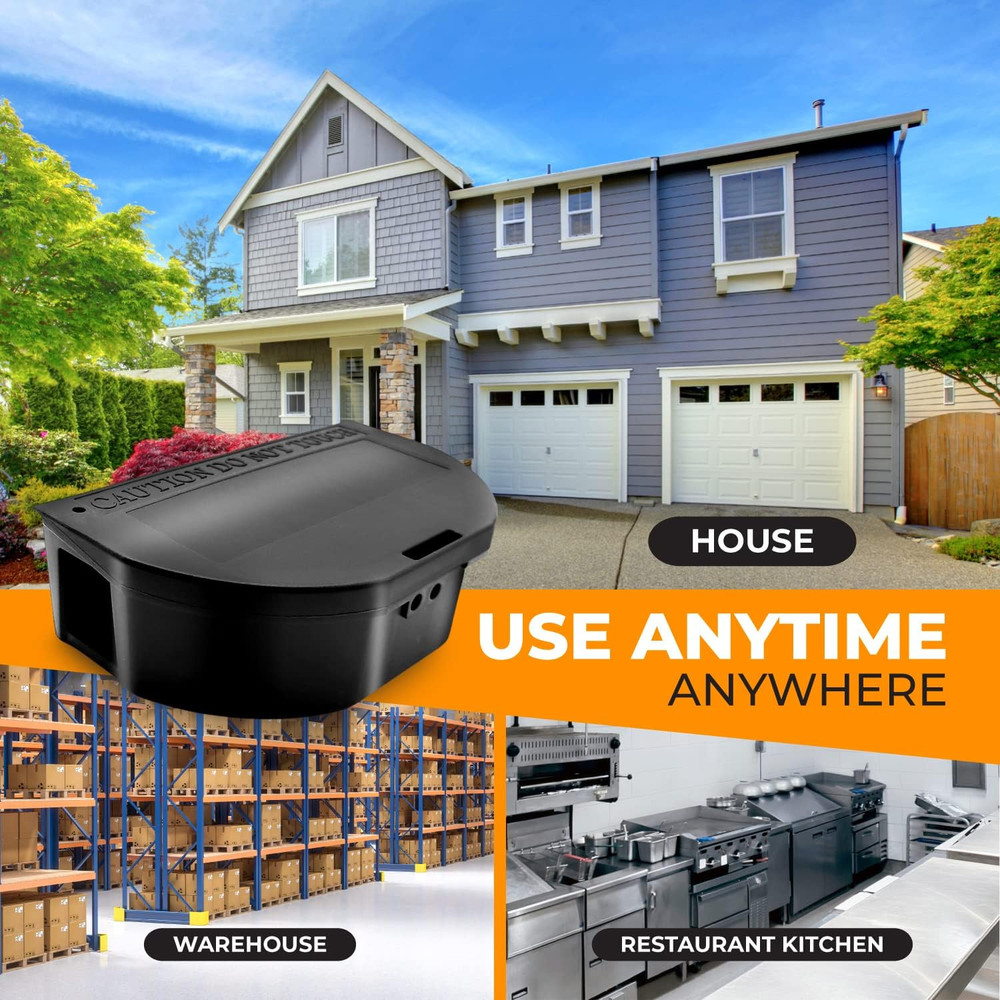 Mouse Bait Stations 8-Pack – Tamper-Resistant Locking Rodent Bait Boxes with Key