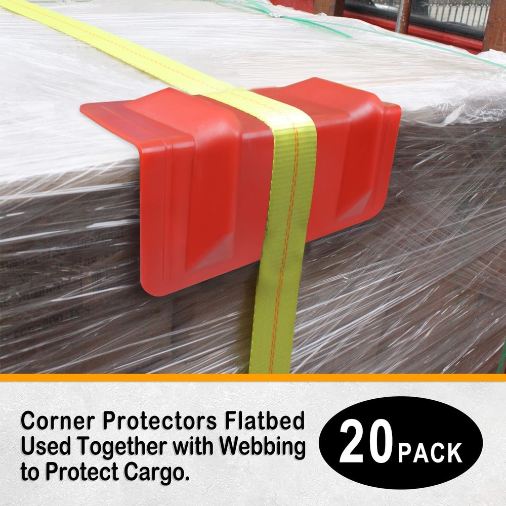 ENJ 20 Pack Flatbed Edge Protectors for Cargo Loads Corner 10.55", Red