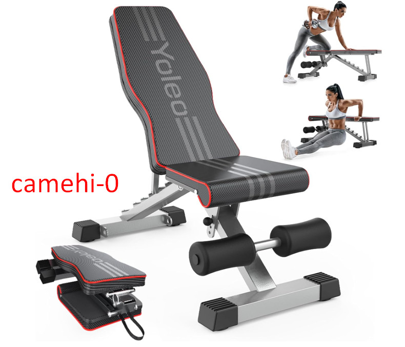 Adjustable Weight Bench, Foldable Incline Decline Flat Workout Bench Black