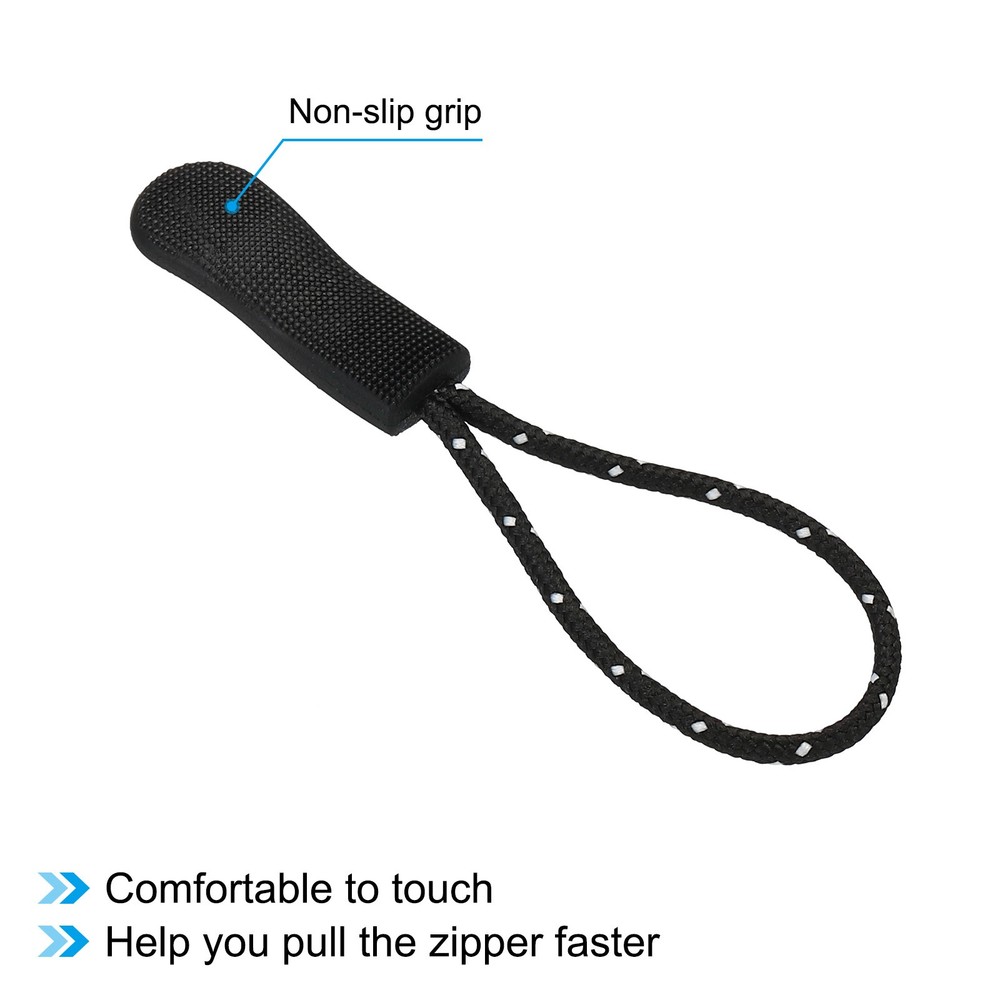 Zipper Pulls Replacement 30pc Extension Cord Handle Fix Tag Extender Black White
