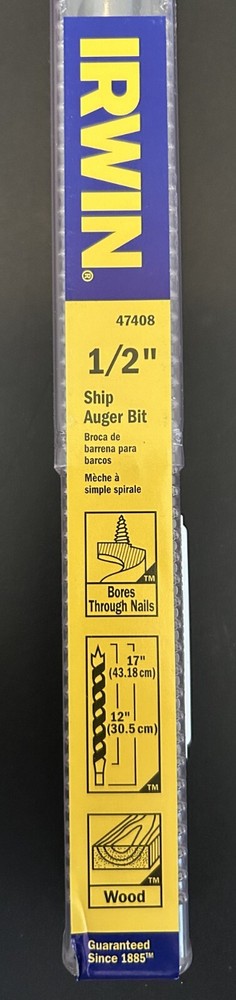 IRWIN 1/2” x 17” Ship Auger Bit 47408