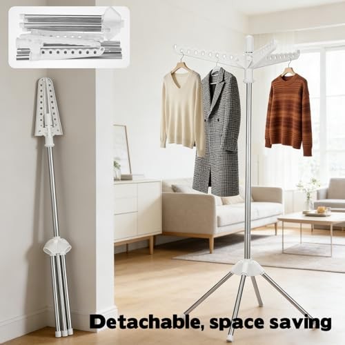 Rotatable and Foldable Clothes Drying Rack 59 Inch Laundry Drying Tree with 27