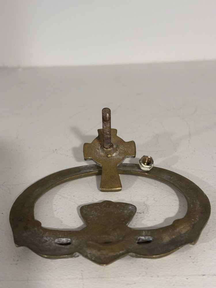 Vintage Irish Claddagh Door Knocker Solid Brass Celtic Cross W/ Hardware
