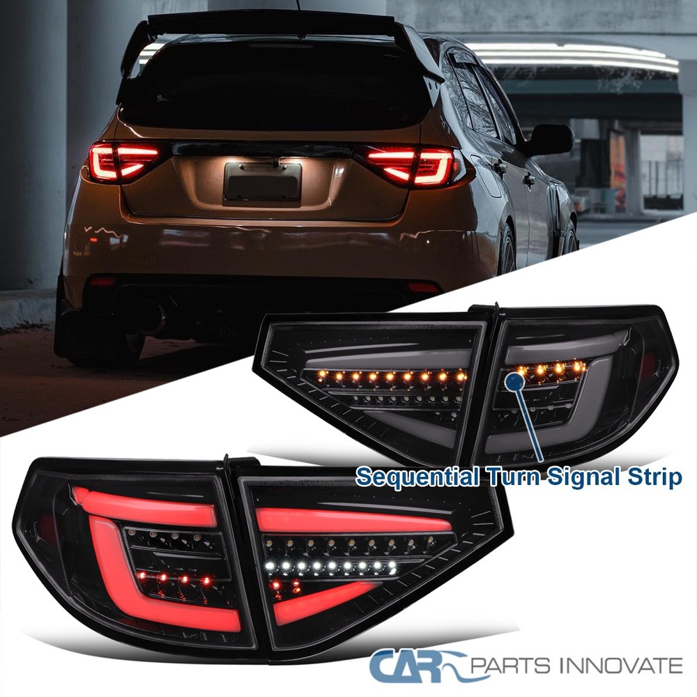 Smoke Fits 2008-2014 Subaru Impreza WRX Hatchback Sequential LED Tail Lights