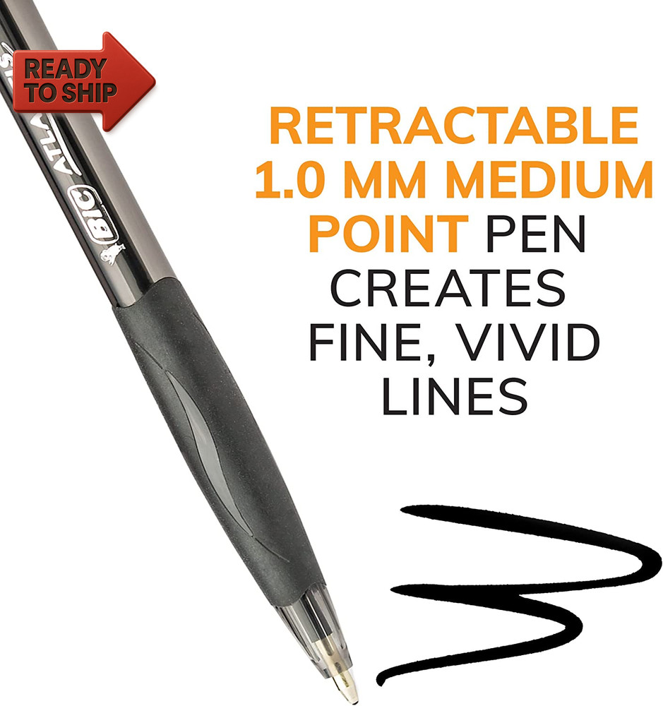 BIC Glide Blue Retractable Ballpoint Pens, Medium Point (1.0Mm), 12-Count Pack,