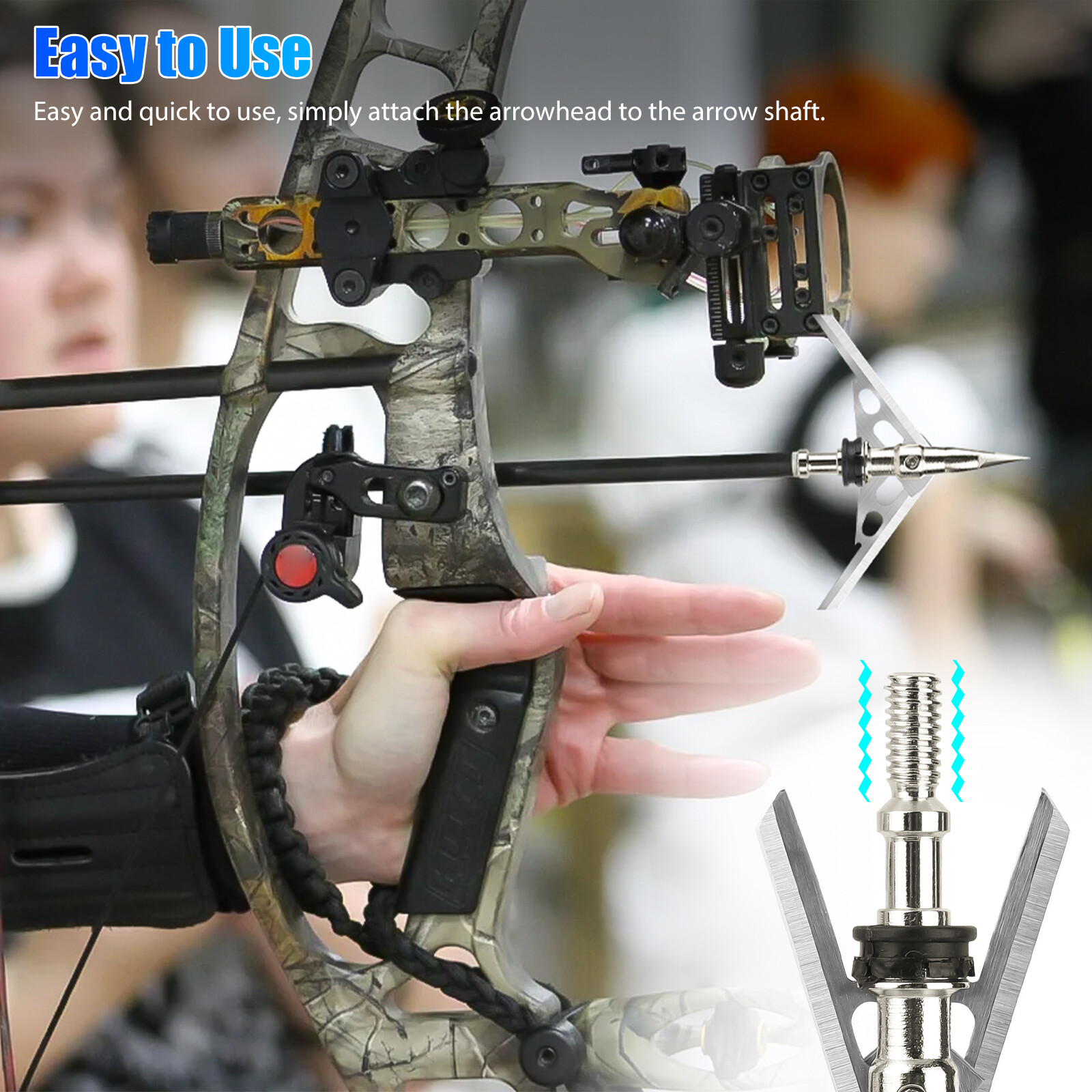 24Pcs 100 Grain Archery Broadheads 2" Dia Expandable Hunting Arrowhead w/2 Blade