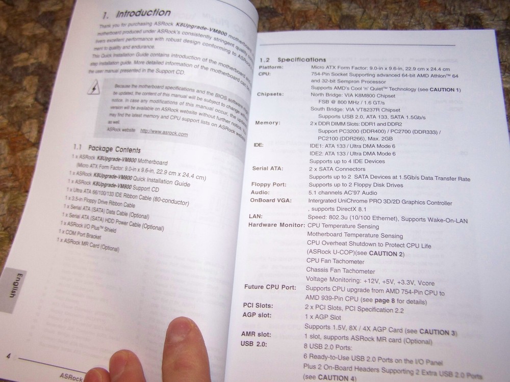 ASRock K8Upgrade-VM800 Quick Install Guide, Support CD, Jumper Tool, Documents