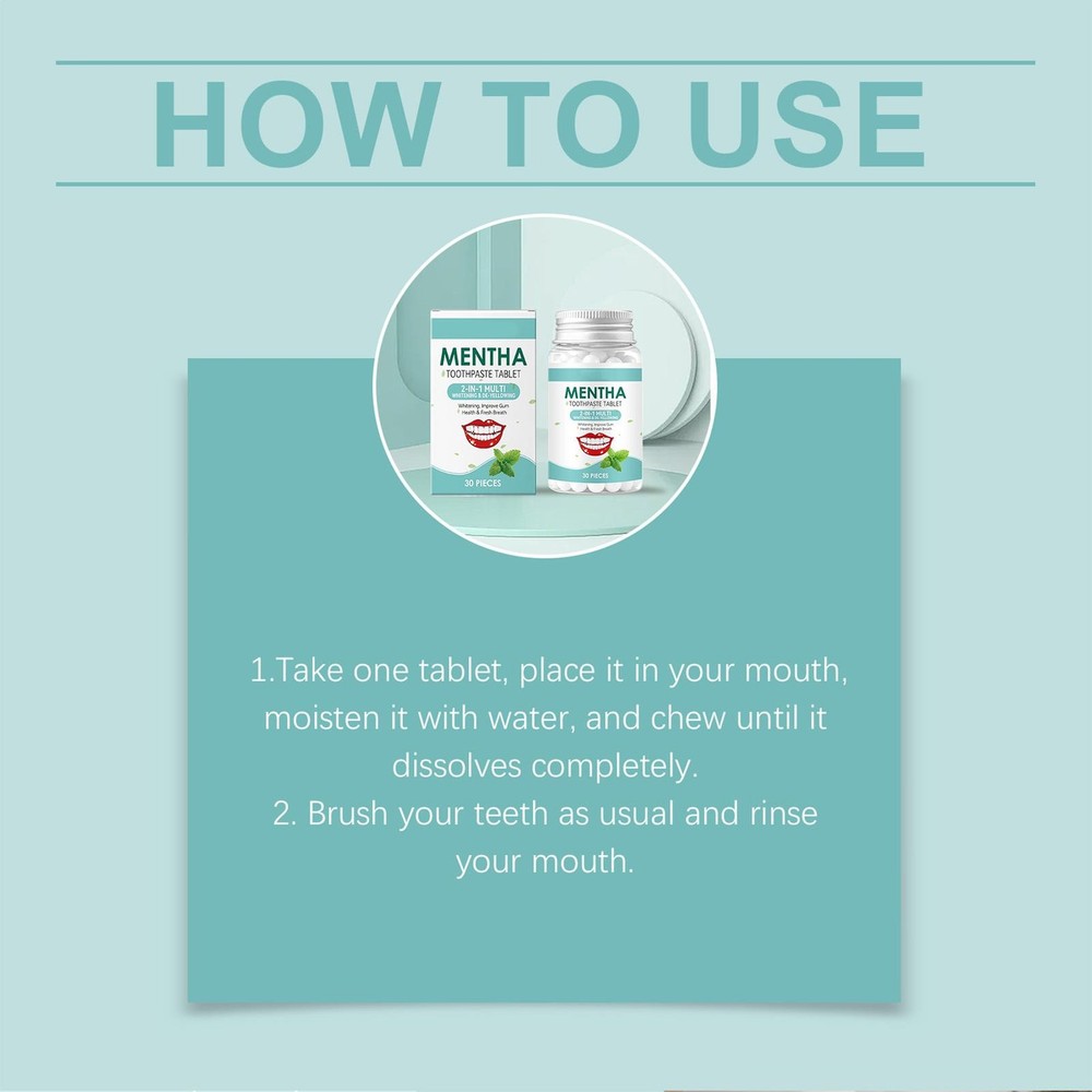 Toothpaste Tabs 30 Pieces Brightening Deep Cleaning Tooth